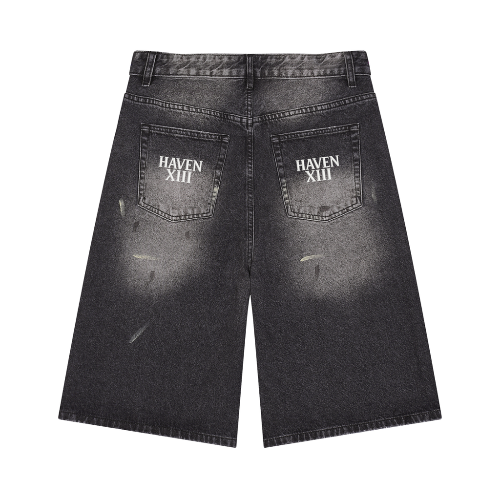 HAVEN XIII Stacked Mark Denim Shorts